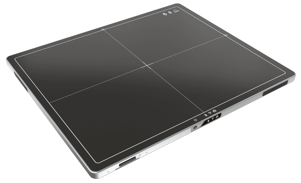 InnoCare V14 kablosuz flat panel dedektör — izometrik render