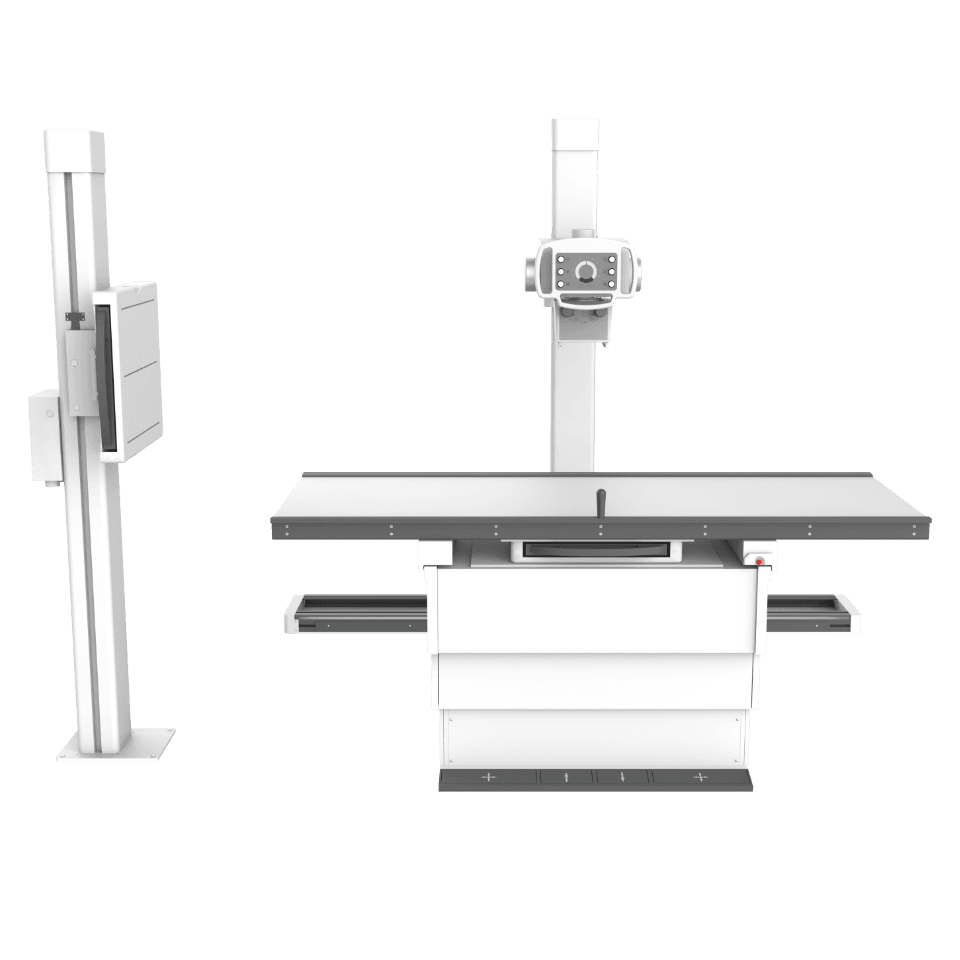 SG HealthCare Jumong F — tüp standı ve masa yan profil render